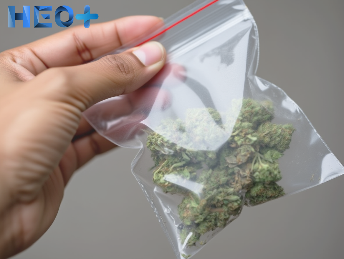 Рука держит пакетик с гашишом